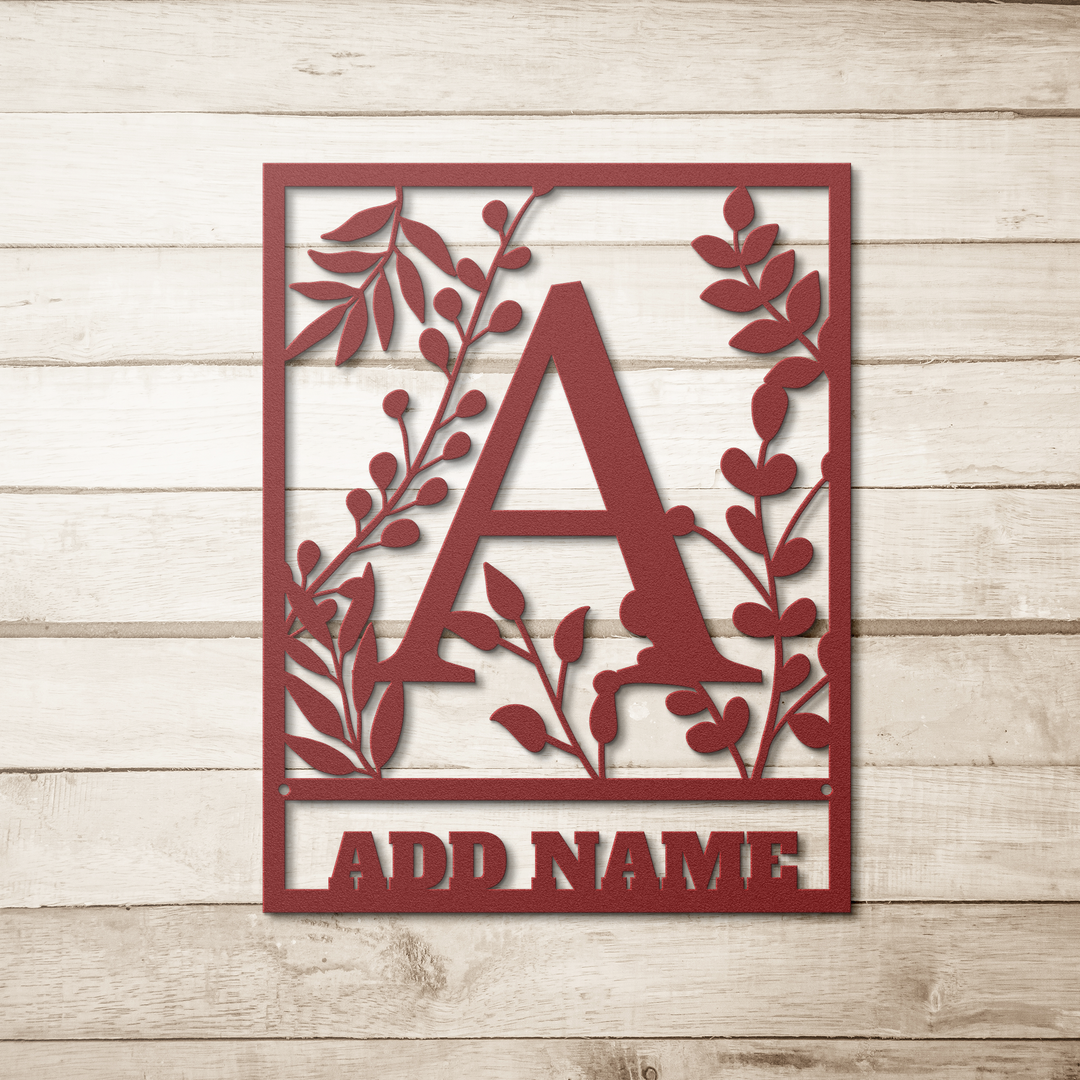 Die-Cut Metal Signs Floral monogram A