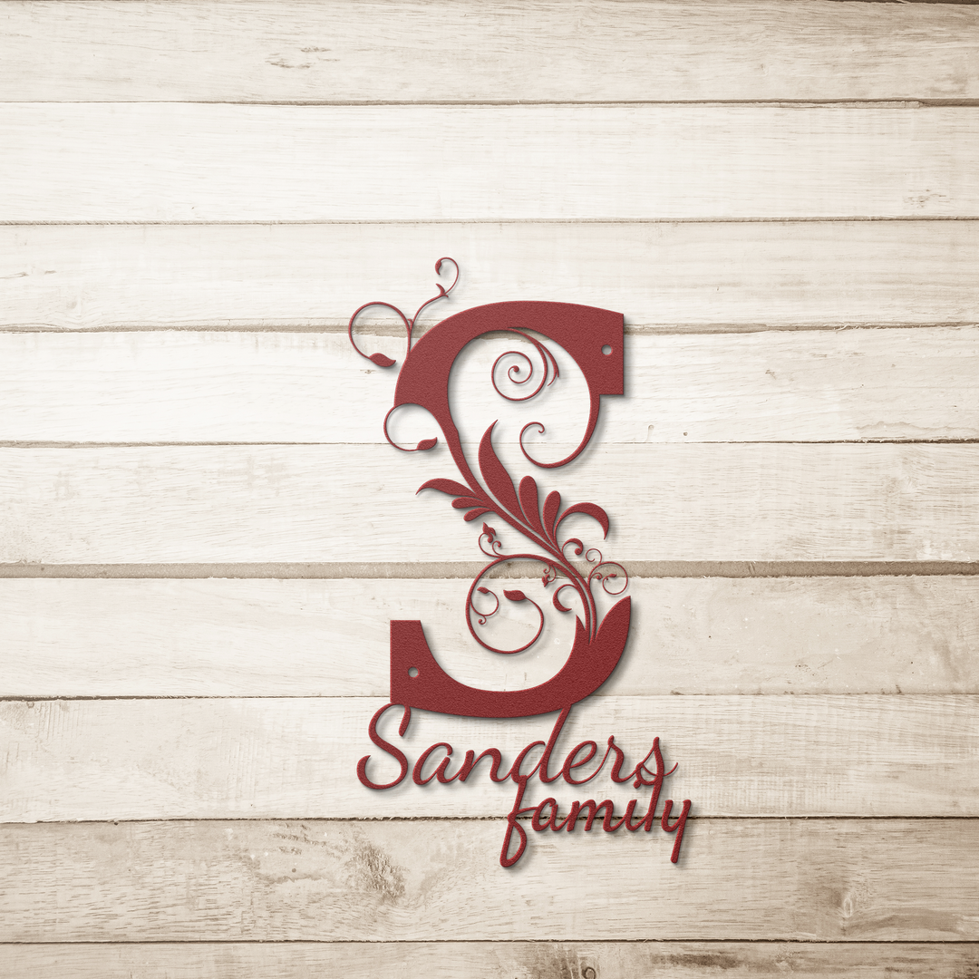 S monogram Personalized Metal Sign - Family Name Wall Art