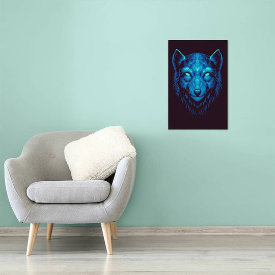 Blue Wolf Vector Style High Gloss Metal Art Print