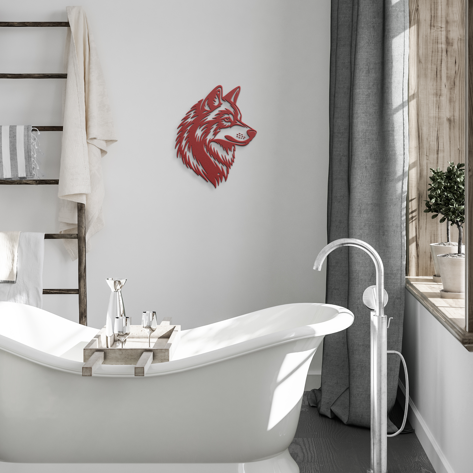 Wolf Metal Wall Art - Rustic Decorative Sign - Tailored Wall Expressions