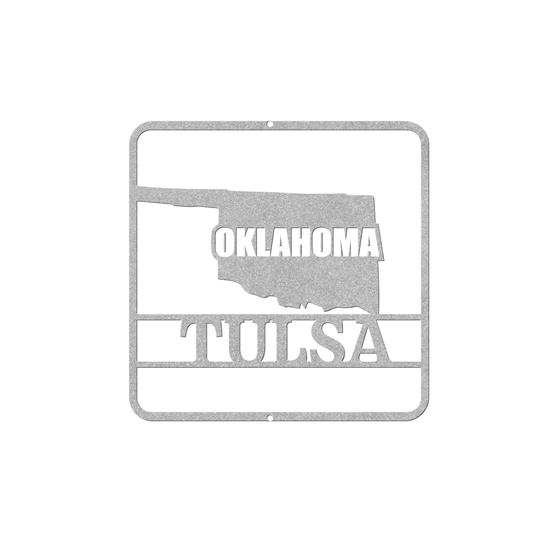 Oklahoma State Map Metal Wall Sign