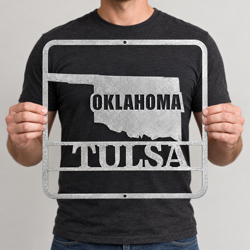 Oklahoma State Map Metal Wall Sign