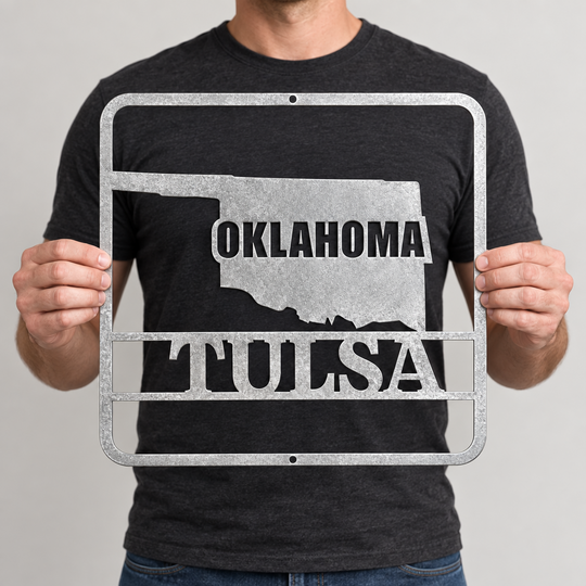 Oklahoma State Map Metal Wall Sign