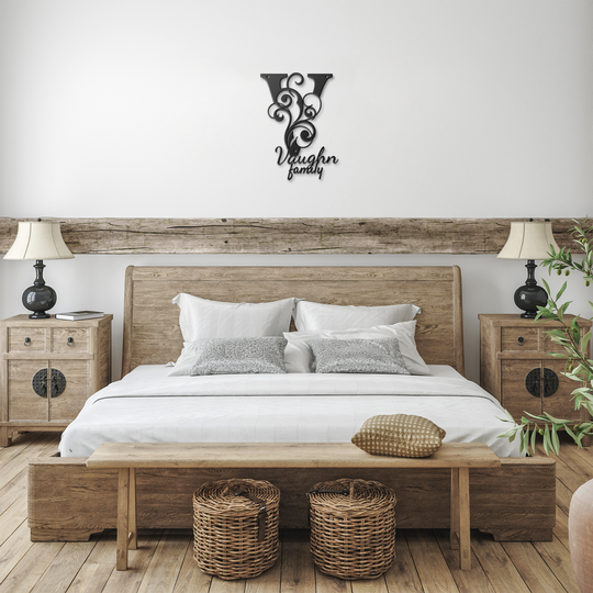 V monogram Personalized Metal Sign - Family Name Wall Art