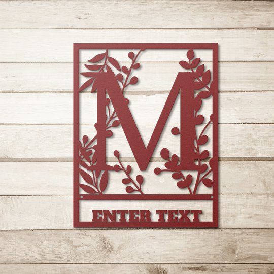 Die-Cut Metal Signs Floral monogram M