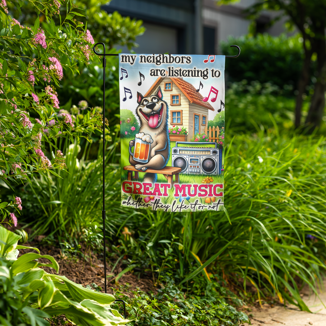 Funny Dog Garden Flag with Music Theme, Gift for Pet Lovers