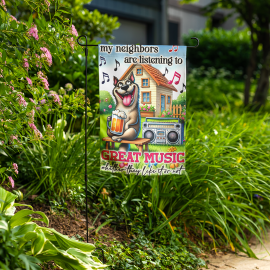 Funny Dog Garden Flag with Music Theme, Gift for Pet Lovers