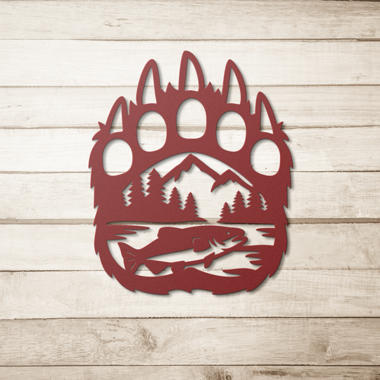 Bear Paw Metal Sign - Wilderness Cabin Decor