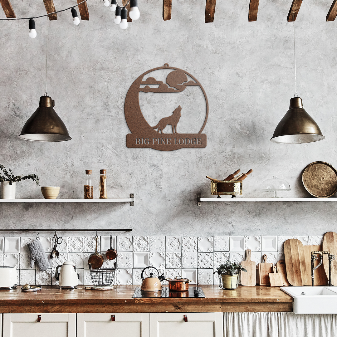 Custom Metal Wolf Sign - Rustic Outdoor Decor