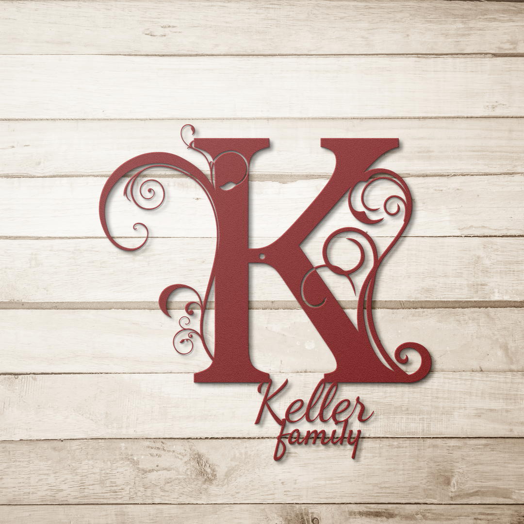K monogram Personalized Metal Sign - Family Name Wall Art