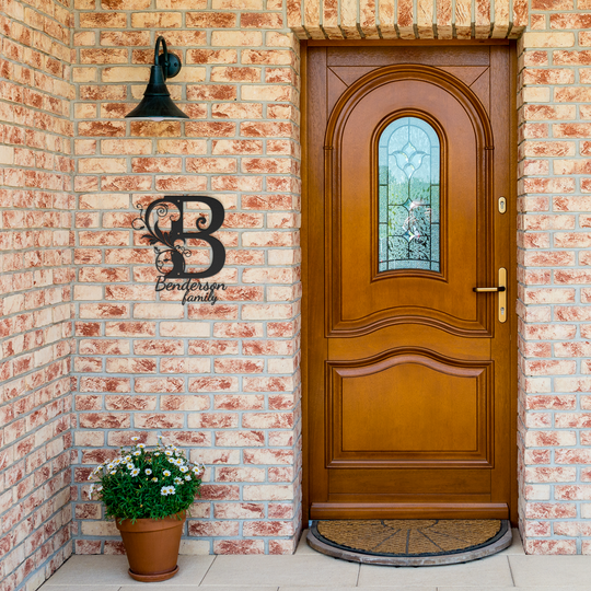 B Monogram Family Name Metal Sign - Custom Wall Art