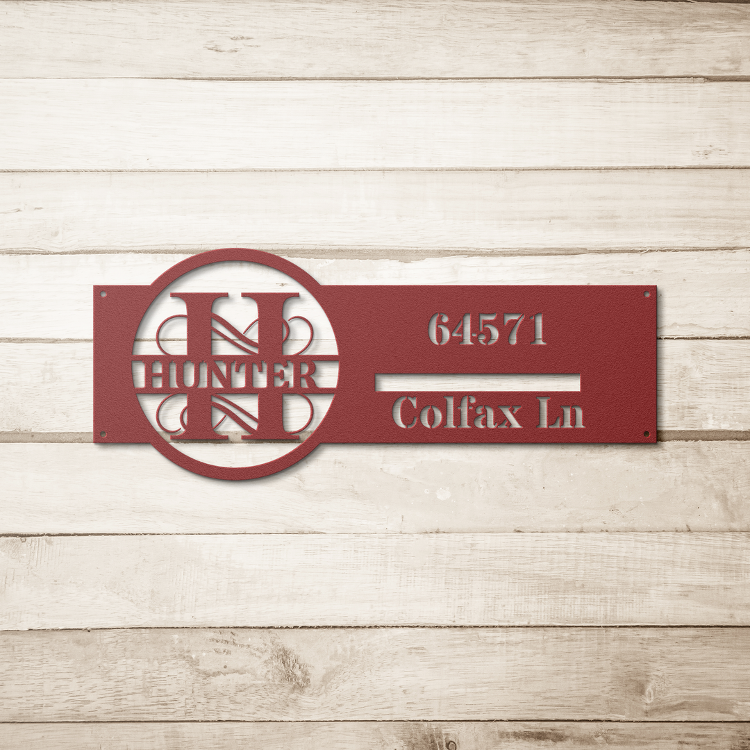 H Personalized Die-Cut Metal Address Sign