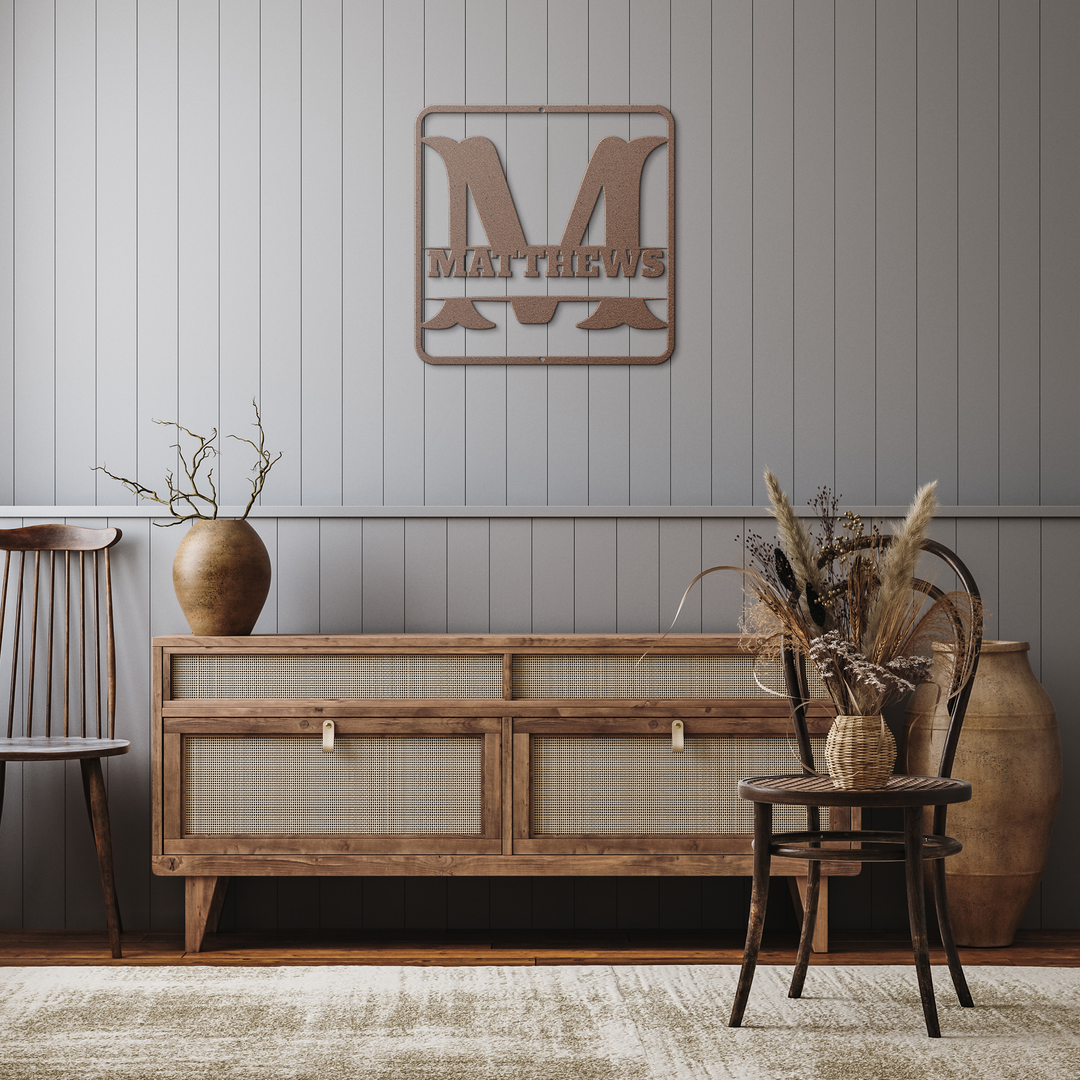 Metal Signs split monogram M PERSONALIZED Wall Art AnywherePOD Copper 36 Inch