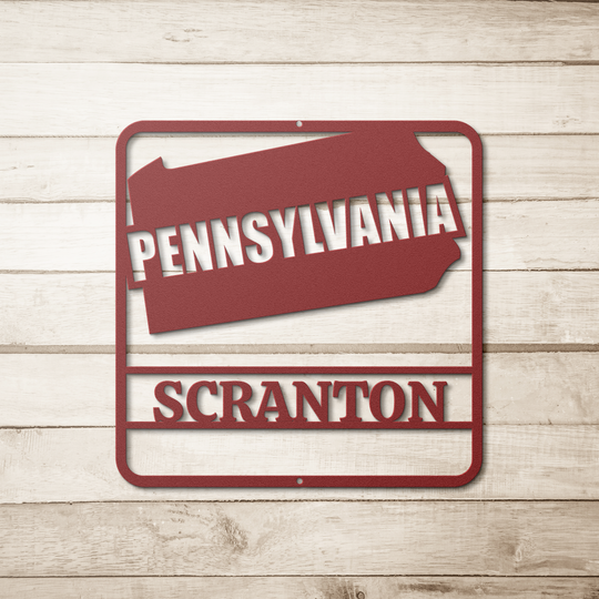 Die-Cut Metal Signs custom map of Pennsylvania PERSONALIZED