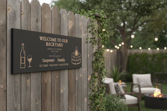 Welcome to Our Backyard Canvas Sign for Entertaining