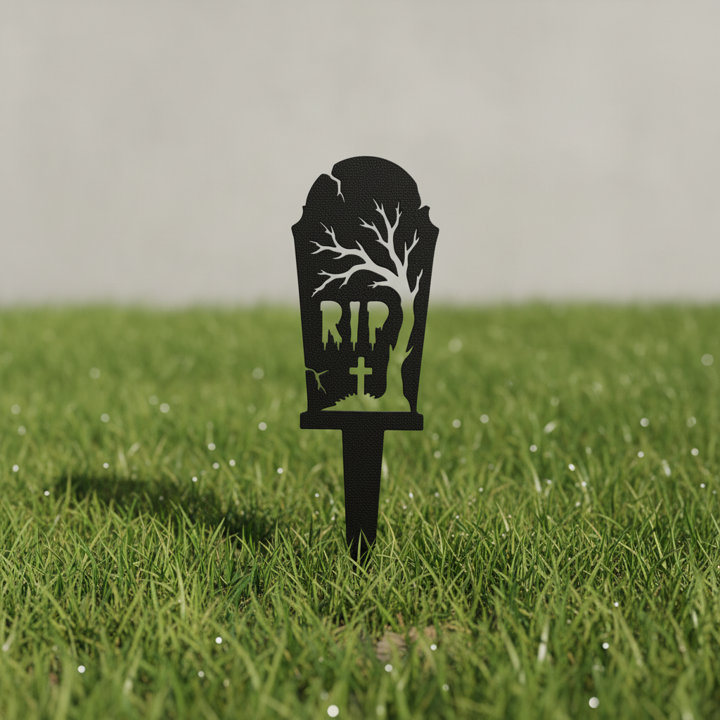 Halloween Graveyard Garden Stake with RIP Tombstone Design