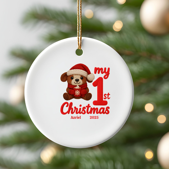 Baby's First Christmas Ornament 2025 - Cute Puppy Design