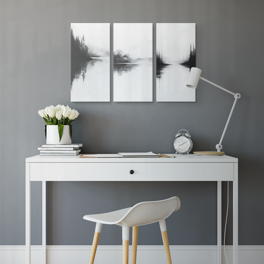 Charcoal Forest Sketch Canvas Set - Tranquil Wall Art Decor