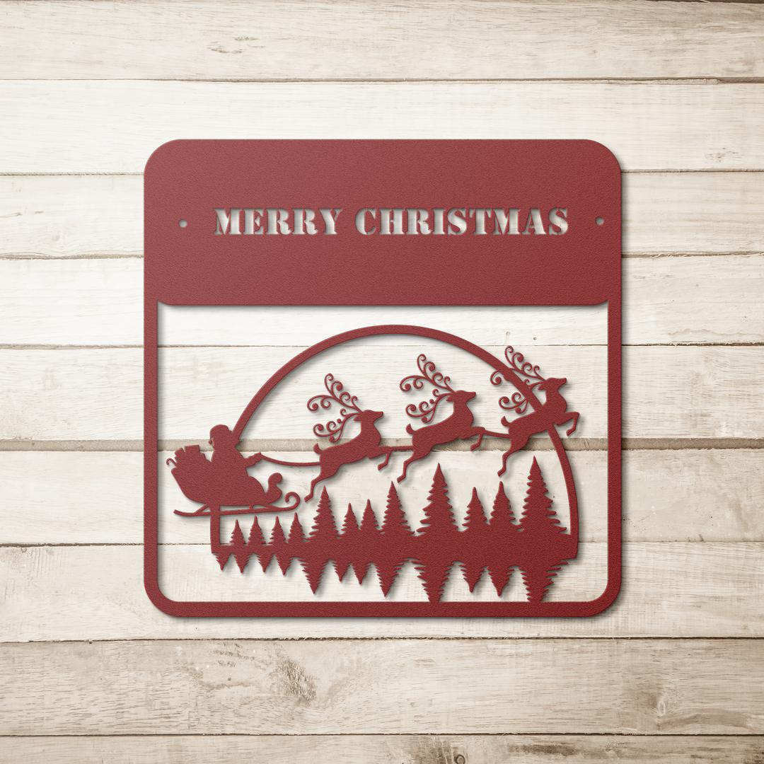 Die-Cut Metal Signs Santa's sleigh and reindeer