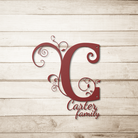 C MONOGRAM Personalized Metal Sign - Family Name Wall Art