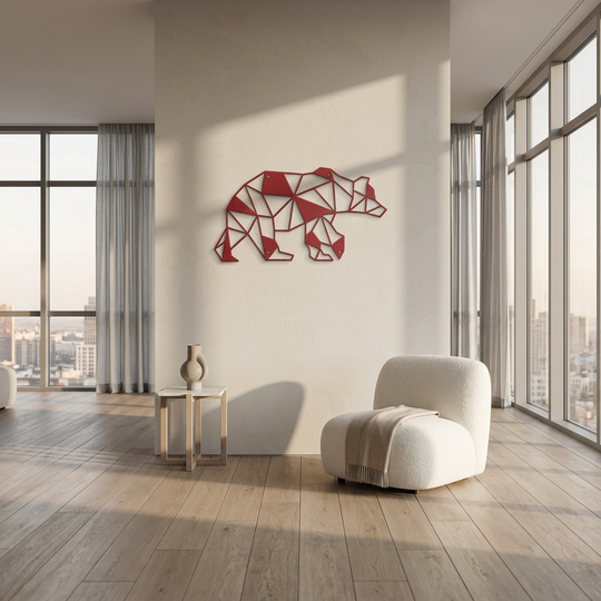 3D Bear Metal Wall Art - Custom Colors &amp; Sizes