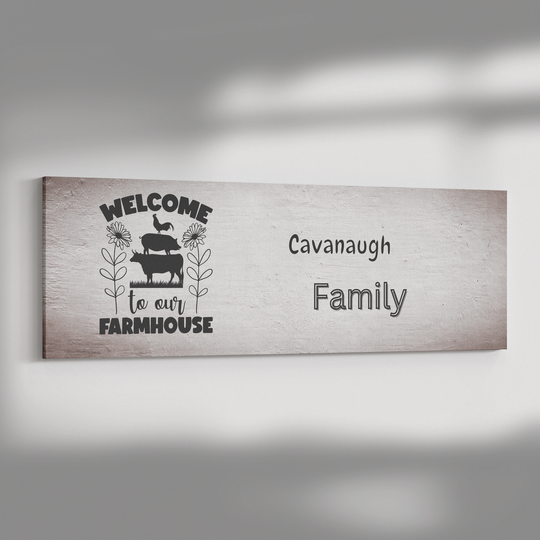 Farmhouse home decor Panoramic Canvas personalized family farm sign Canvas AnywherePOD 20x60 .75