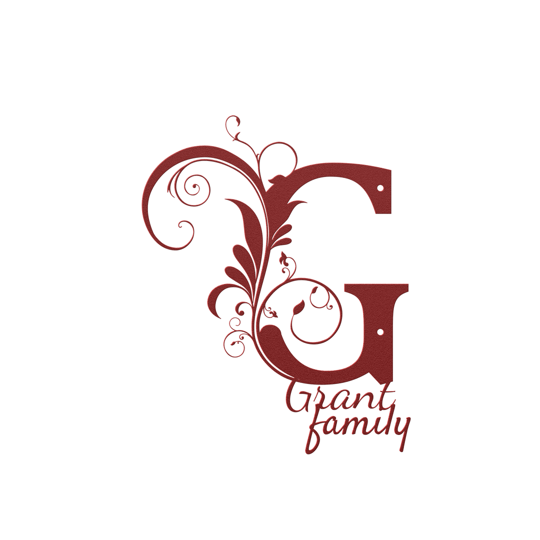 g monogram Personalized Metal Sign - Family Name Wall Art