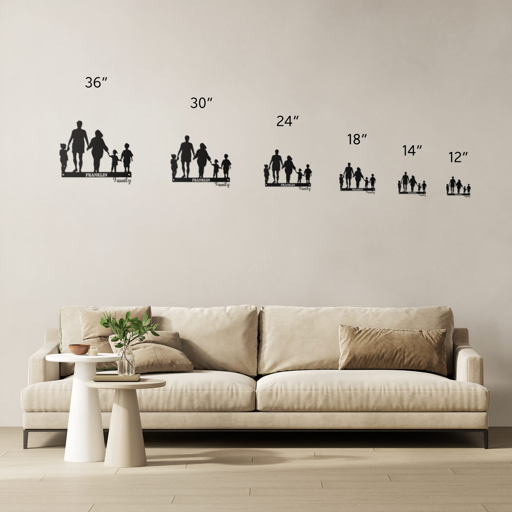 Personalized Family Silhouette Metal Sign