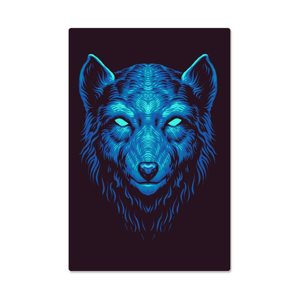 Blue Wolf Vector Style High Gloss Metal Art Print