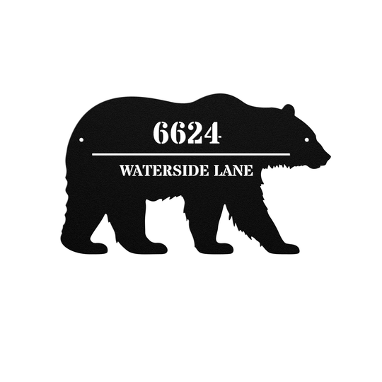 Die-Cut Metal Signs, Personalized Address Sign, Bear Image