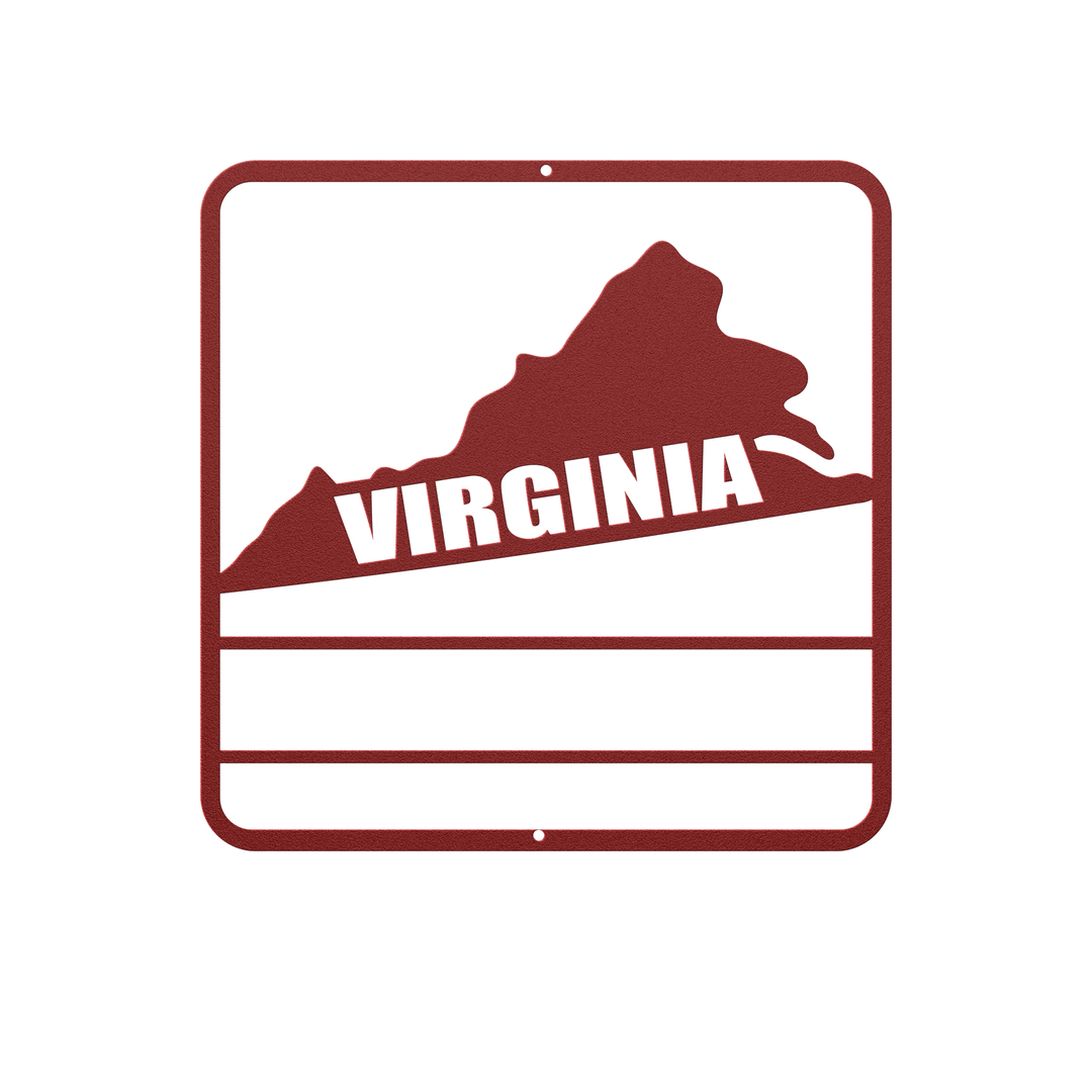 Die-Cut Metal Signs custom map of Virgina