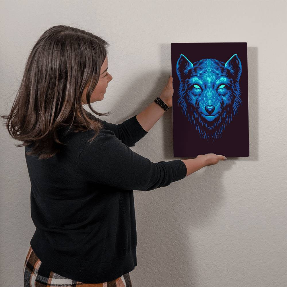 Blue Wolf Vector Style High Gloss Metal Art Print