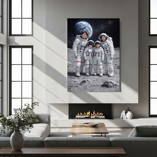 Custom Family Astronaut Portrait Canvas