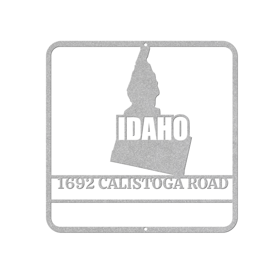 Idaho map Custom Metal Address Sign - Modern Outdoor Plaque