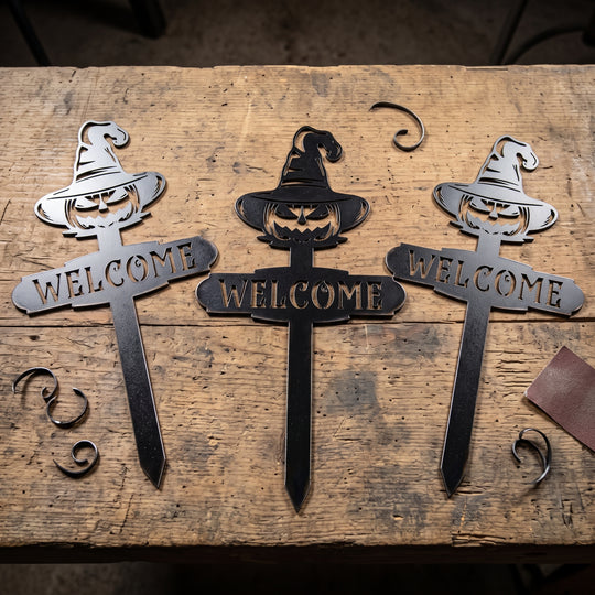 Halloween Witch Hat Pumpkin Welcome Yard Sign