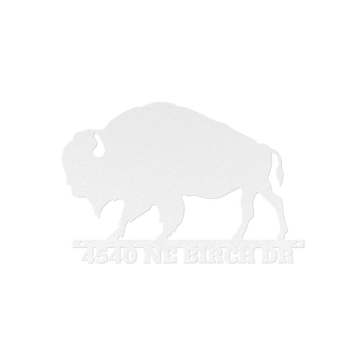 Die-Cut Metal Signs custom text with bison image