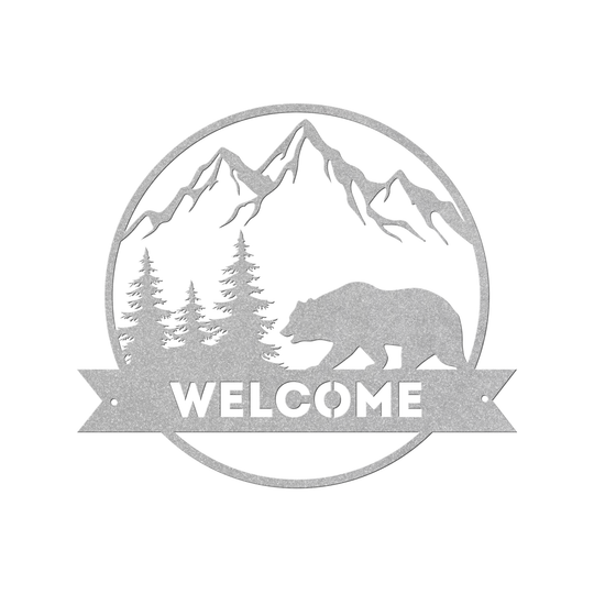 Metal Signs welcome sign with bear image Wall Art AnywherePOD