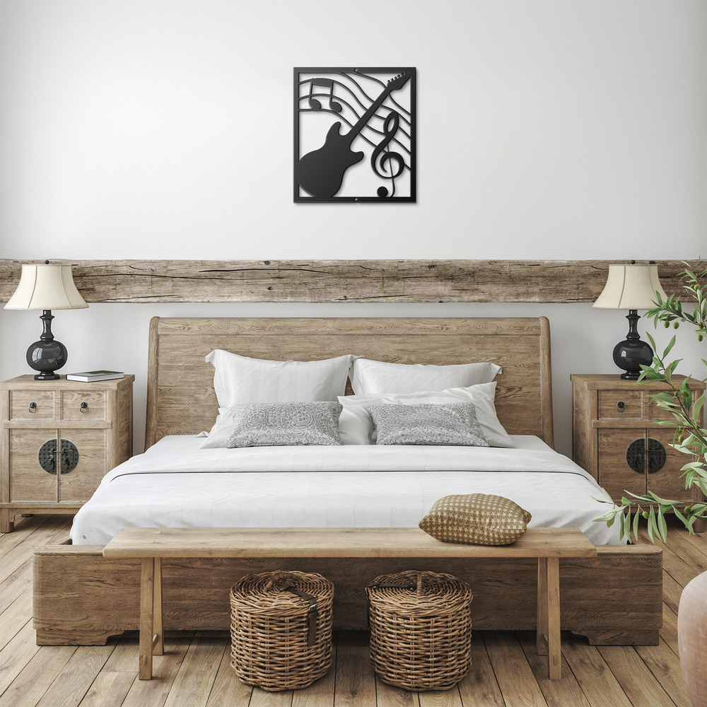 Guitar Themed Metal Wall Art - Indoor Outdoor Music Decor