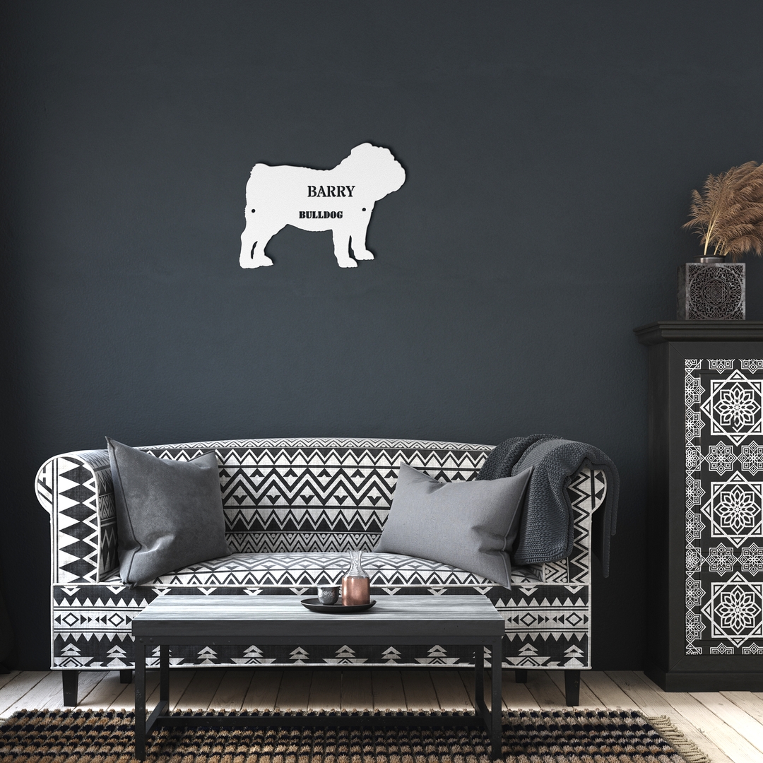 Personalized Bulldog Metal Sign - Custom Pet Name Art