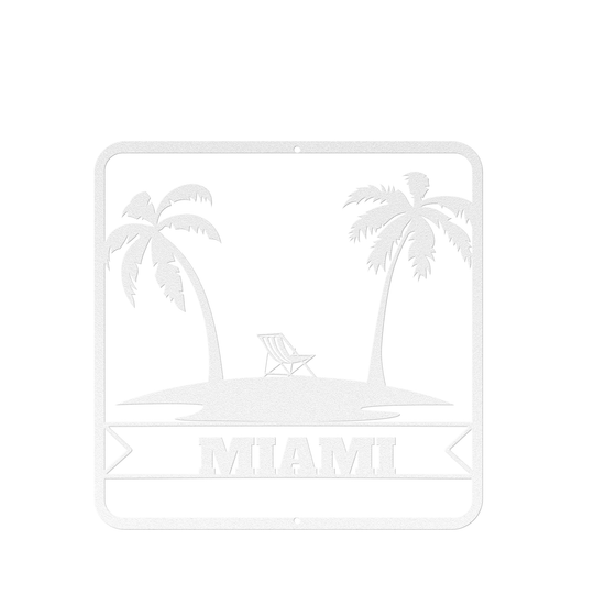 Die-Cut Metal Signs custom text with palm tree image