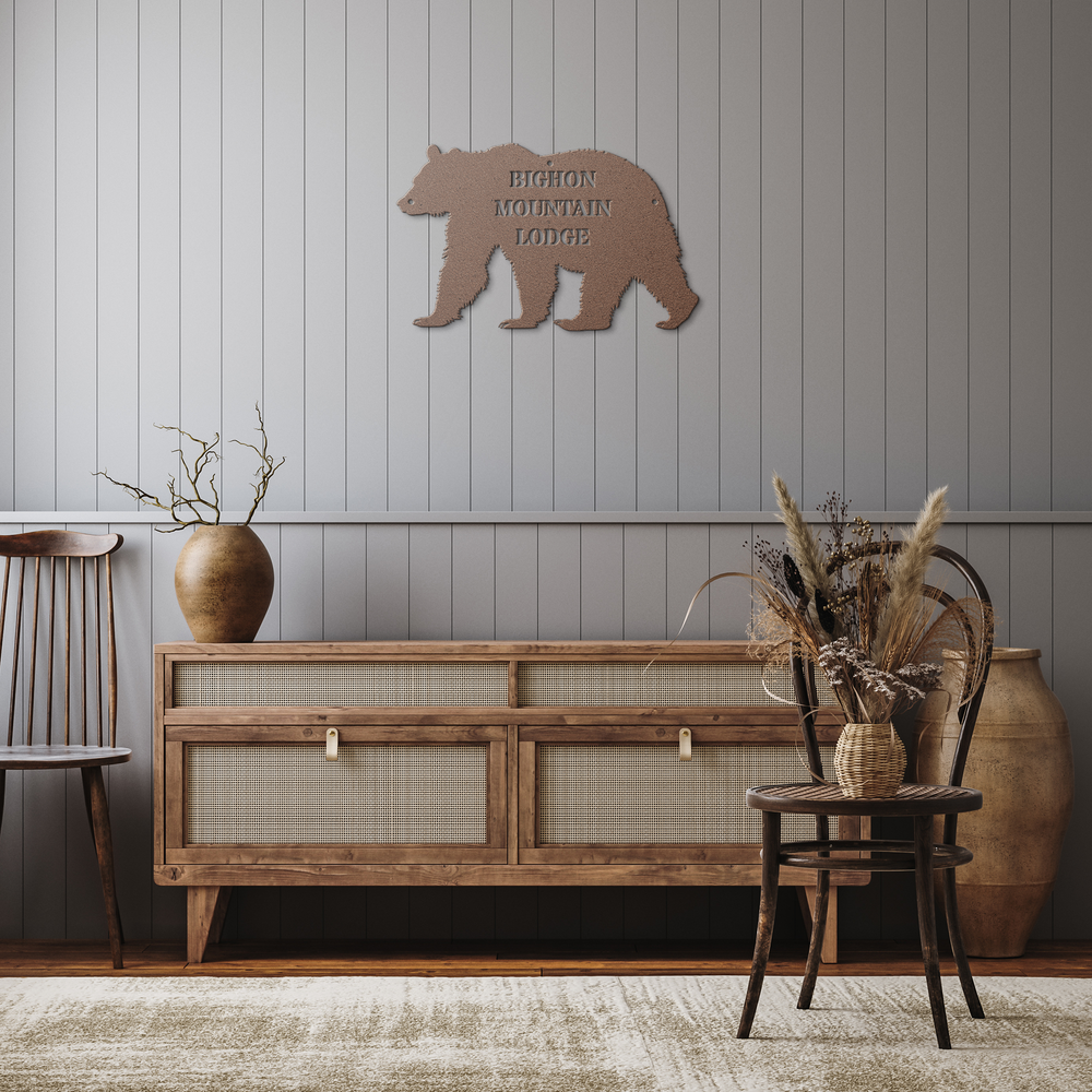 Personalized Bear Metal Sign - Custom Name Decor