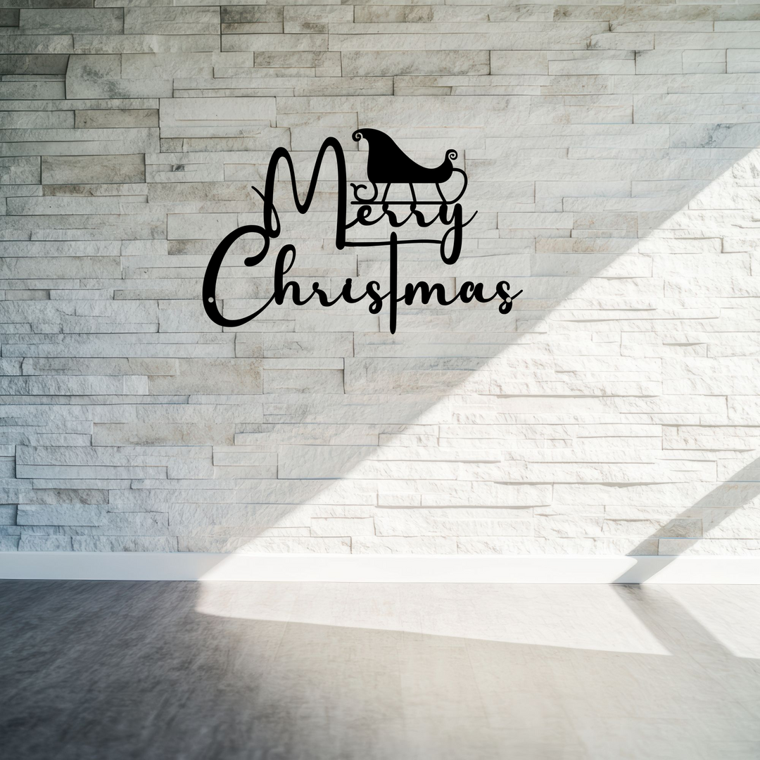 Merry Christmas Metal Wall Art for Holiday Entryway Decor