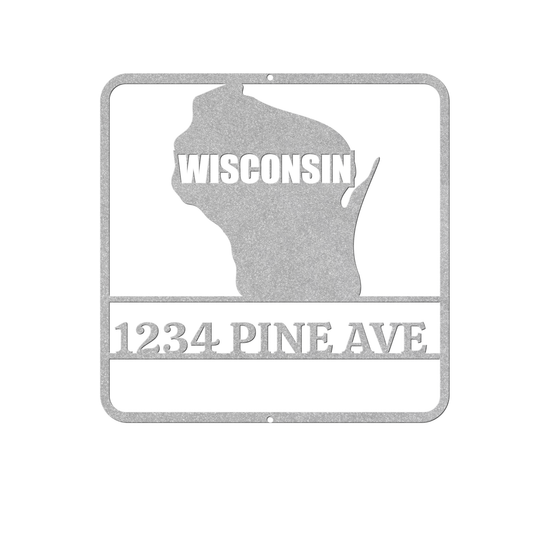 Wisconsin Custom Metal Address Sign - Personalized Outdoor Decor