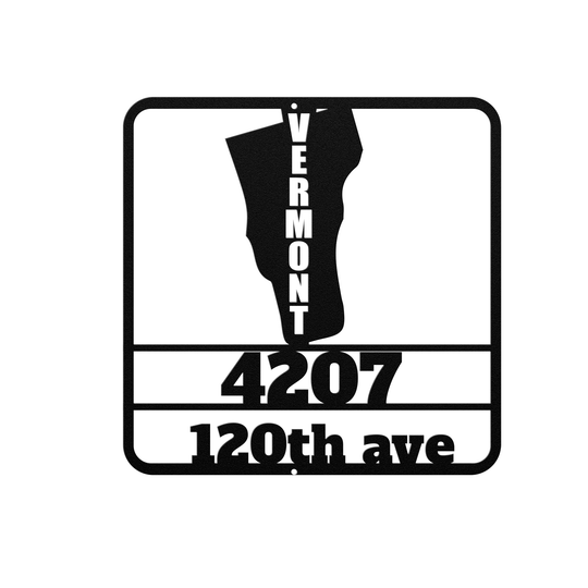 Custom Vermont Metal State Sign - Personalized Address Plaque