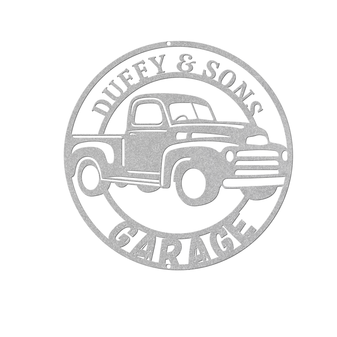 Custom Automotive Metal Sign with Pickup Truck