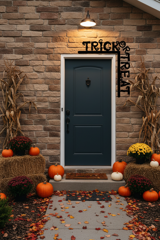 Trick or Treat Halloween Metal Sign for Front Door