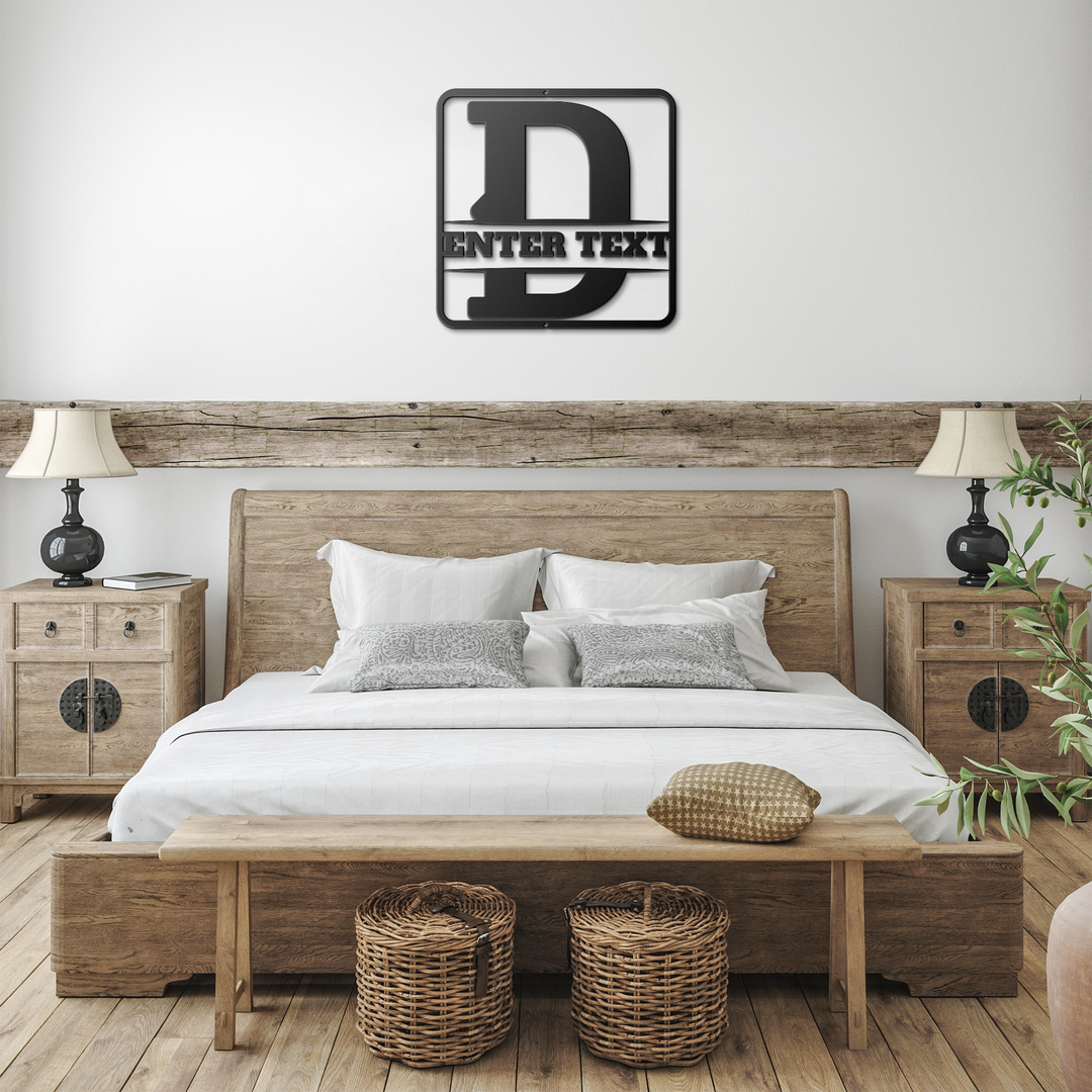 Metal Signs split monogram D personalized Wall Art AnywherePOD Black 12 Inch