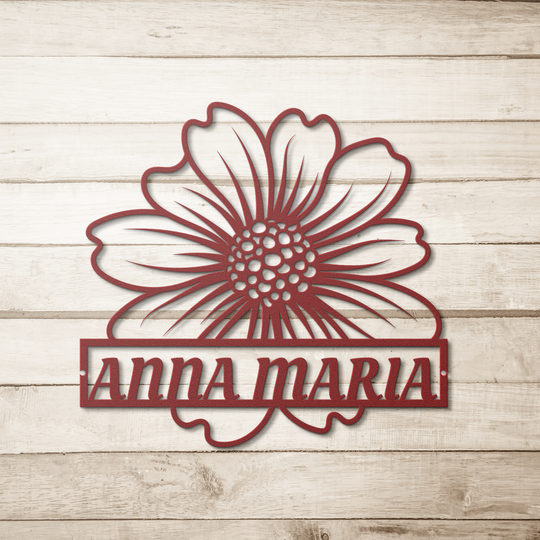 Personalized Steel Flower Metal Wall Art - Indoor/Outdoor
