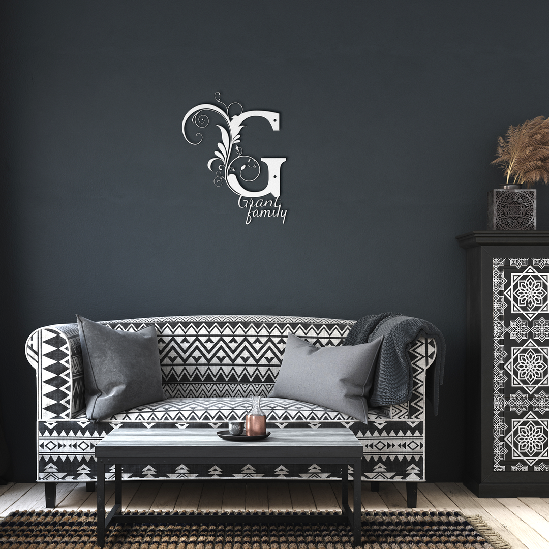 g monogram Personalized Metal Sign - Family Name Wall Art