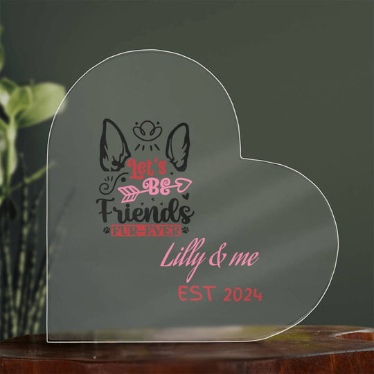 Valentine pet personalized Acrylic Heart Plaque with custom text Home Decor AnywherePOD